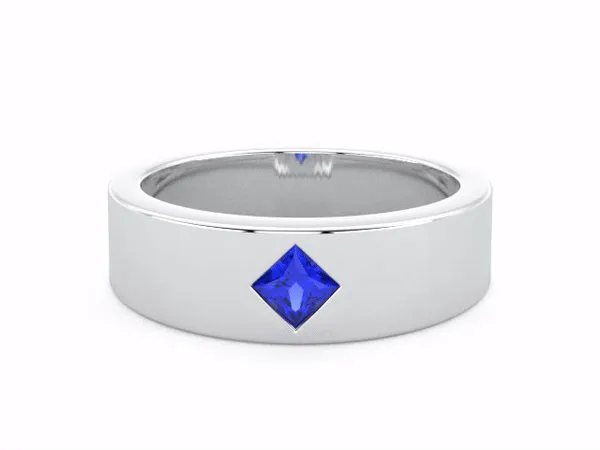 Sapheena Jewelry Rings Darius Mens Blue Sapphire Princess Cut Kite Setting Wedding Ring