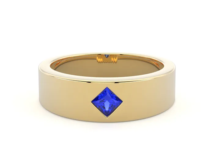 Sapheena Jewelry Rings Darius Mens Blue Sapphire Princess Cut Kite Setting Wedding Ring