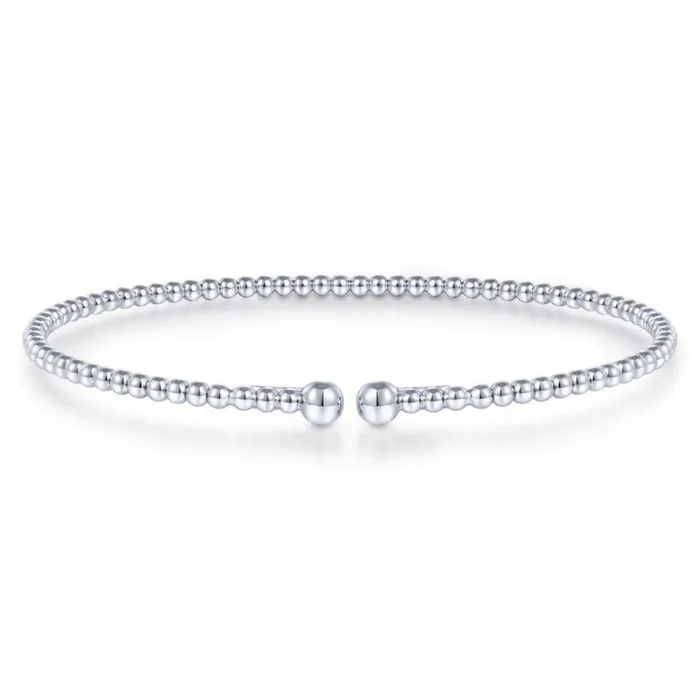 Split 14K White Gold Beaded Bujukan Bangle GABRIEL CO Bracelets