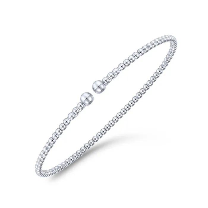 Split 14K White Gold Beaded Bujukan Bangle GABRIEL CO Bracelets