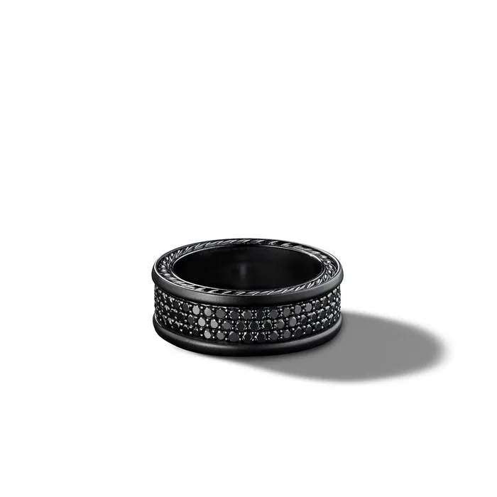 Streamline Three Row Band Ring in Black Titanium with Black Diamonds 85mm David Yurman Rings Streamline Three Row Band Ring in Black Titanium with Black Diamonds 85mm David Yurman Rings