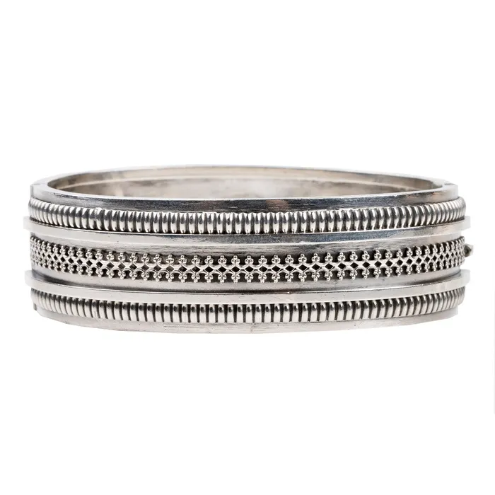 Victorian era Sterling Silver Bangle Bell Bird Antiques Bracelets