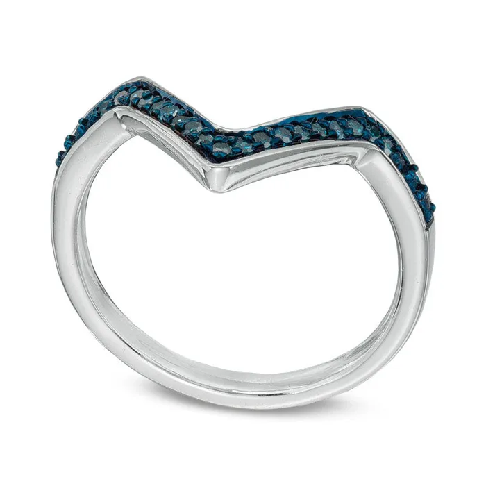 005 CT TW Enhanced Blue Natural Diamond Deep Chevron Midi Ring in Sterling Silver Goldia Rings 005 CT TW Enhanced Blue Natural Diamond Deep Chevron Midi Ring in Sterling Silver Goldia Rings