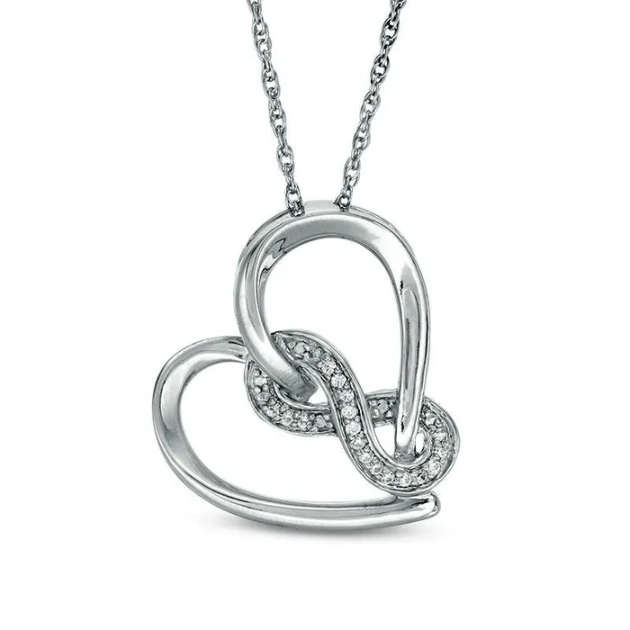 005 CT TW Natural Diamond Infinity Wrapped Tilted Heart Pendant in Sterling Silver Goldia Necklaces 005 CT TW Natural Diamond Infinity Wrapped Tilted Heart Pendant in Sterling Silver Goldia Necklaces