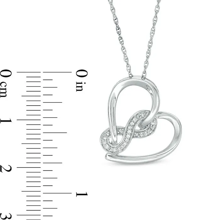 005 CT TW Natural Diamond Infinity Wrapped Tilted Heart Pendant in Sterling Silver Goldia Necklaces 005 CT TW Natural Diamond Infinity Wrapped Tilted Heart Pendant in Sterling Silver Goldia Necklaces