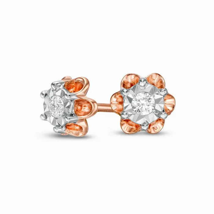 007 CT TW Diamond Solitaire Flower Stud Earrings in Sterling Silver with 14K Rose Gold Plate Goldia Earrings 007 CT TW Diamond Solitaire Flower Stud Earrings in Sterling Silver with 14K Rose Gold Plate Goldia Earrings