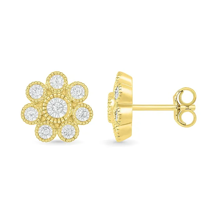 01 CT TW Composite Diamond Flower Stud Earrings in 10K Gold Goldia Earrings 01 CT TW Composite Diamond Flower Stud Earrings in 10K Gold Goldia Earrings