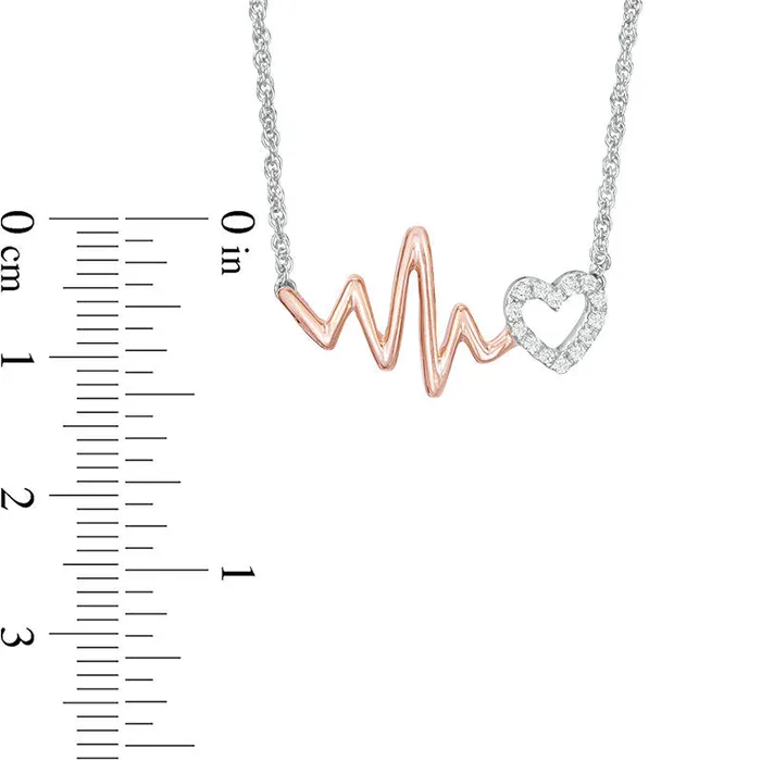 01 CT TW Natural Diamond Heartbeat and Heart Necklace in Sterling Silver and 10K Rose Gold 17 Goldia Necklaces 01 CT TW Natural Diamond Heartbeat and Heart Necklace in Sterling Silver and 10K Rose Gold 17 Goldia Necklaces