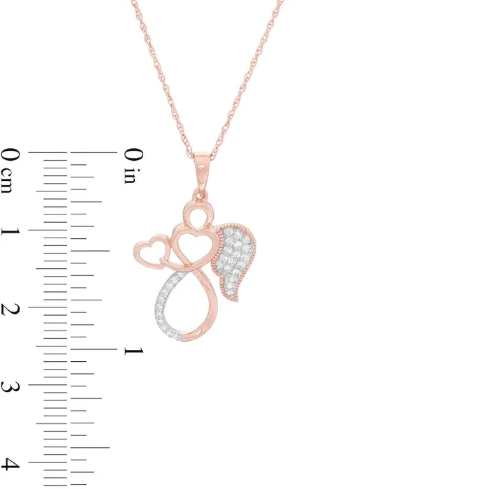 01 CT TW Natural Diamond Outline Angel with Heart Antique VintageStyle Pendant in 10K Rose Gold Goldia Necklaces 01 CT TW Natural Diamond Outline Angel with Heart Antique VintageStyle Pendant in 10K Rose Gold Goldia Necklaces