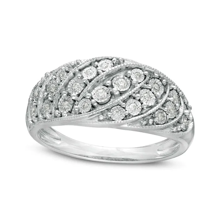 010 CT TW Natural Diamond Slant Groove Antique VintageStyle Anniversary Ring in Sterling Silver Goldia Rings 010 CT TW Natural Diamond Slant Groove Antique VintageStyle Anniversary Ring in Sterling Silver Goldia Rings
