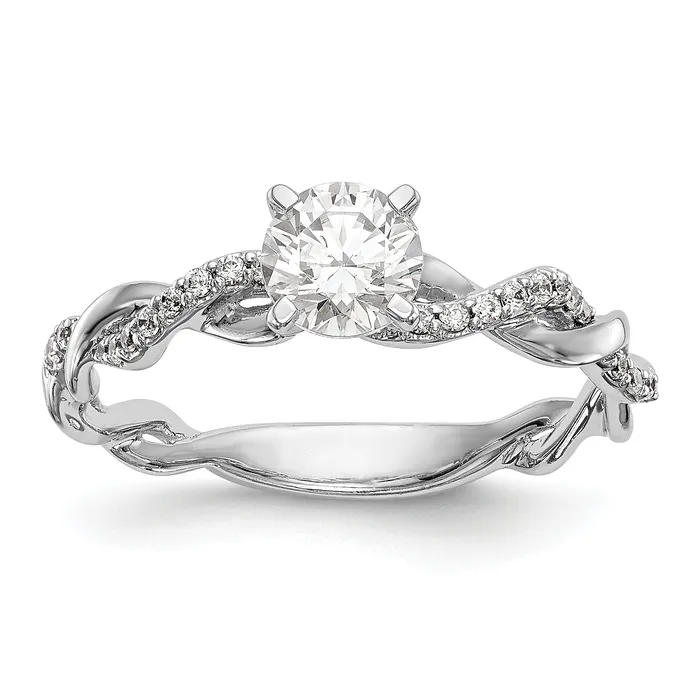011ct CZ Solid Real 14k White Gold Peg Set CrissCross Engagement Ring Goldia Rings