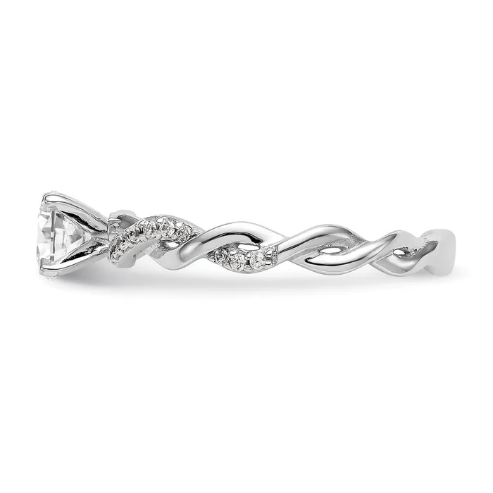 011ct CZ Solid Real 14k White Gold Peg Set CrissCross Engagement Ring Goldia Rings