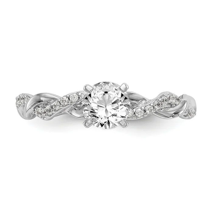 011ct CZ Solid Real 14k White Gold Peg Set CrissCross Engagement Ring Goldia Rings
