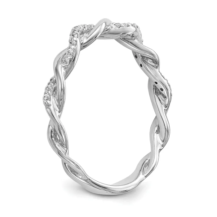 011ct CZ Solid Real 14k White Gold Peg Set CrissCross Engagement Ring Goldia Rings