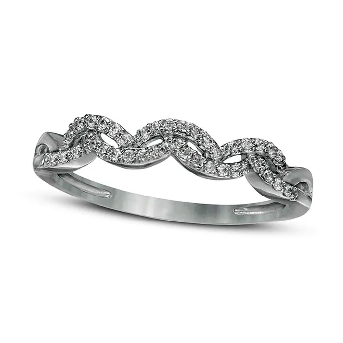 017 CT TW Natural Diamond Double Wave Stackable Band in Solid 10K White Gold Goldia Rings 017 CT TW Natural Diamond Double Wave Stackable Band in Solid 10K White Gold Goldia Rings