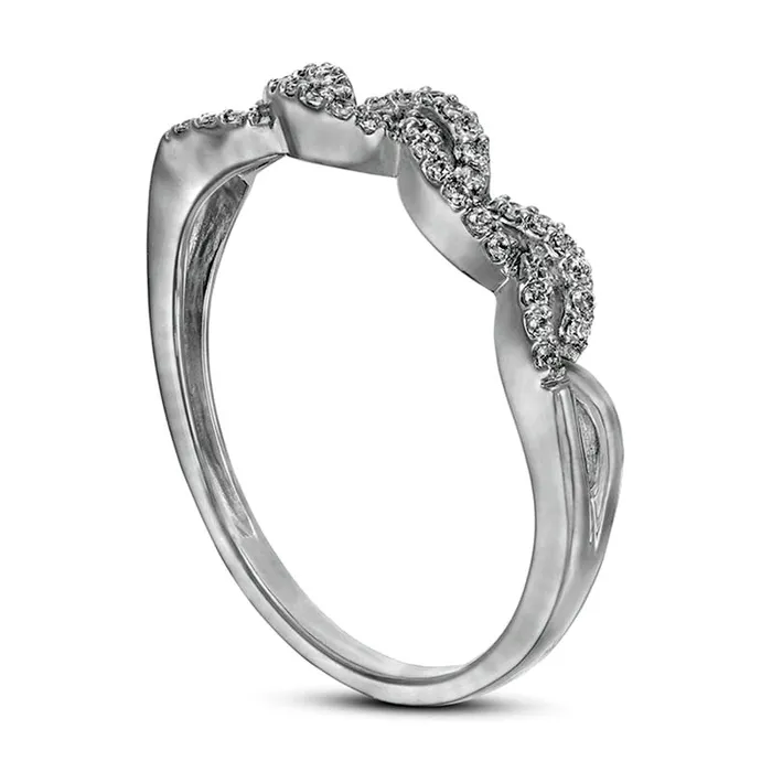017 CT TW Natural Diamond Double Wave Stackable Band in Solid 10K White Gold Goldia Rings 017 CT TW Natural Diamond Double Wave Stackable Band in Solid 10K White Gold Goldia Rings
