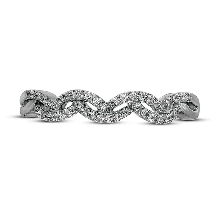 017 CT TW Natural Diamond Double Wave Stackable Band in Solid 10K White Gold Goldia Rings 017 CT TW Natural Diamond Double Wave Stackable Band in Solid 10K White Gold Goldia Rings