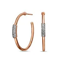 02 CT TW Diamond Hoop Earrings in Sterling Silver with 18K Rose Gold Goldia Earrings 02 CT TW Diamond Hoop Earrings in Sterling Silver with 18K Rose Gold Goldia Earrings