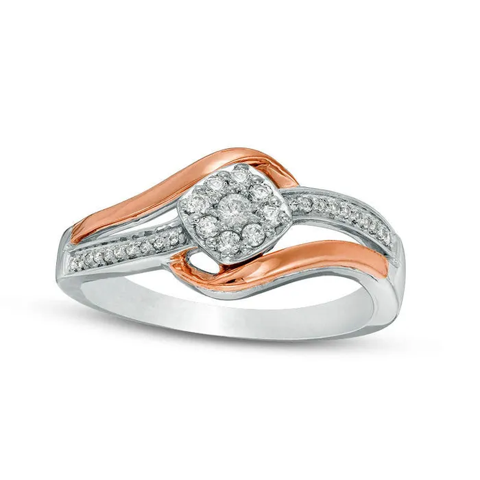 020 CT TW Natural Diamond Tilted Cushion Frame Bypass Promise Ring in Sterling Silver and Solid 10K Rose Gold Goldia Rings 020 CT TW Natural Diamond Tilted Cushion Frame Bypass Promise Ring in Sterling Silver and Solid 10K Rose Gold Goldia Rings
