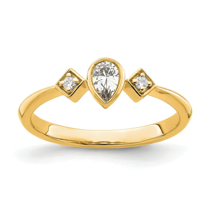 024ct CZ Solid Real 14k Polish Petite Pear Complete Dia Ring Goldia Rings 024ct CZ Solid Real 14k Polish Petite Pear Complete Dia Ring Goldia Rings