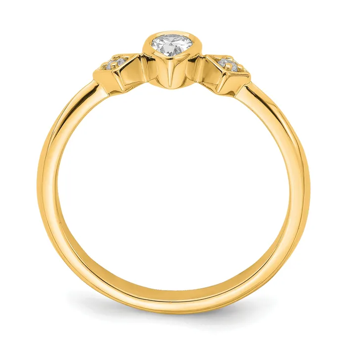 024ct CZ Solid Real 14k Polish Petite Pear Complete Dia Ring Goldia Rings