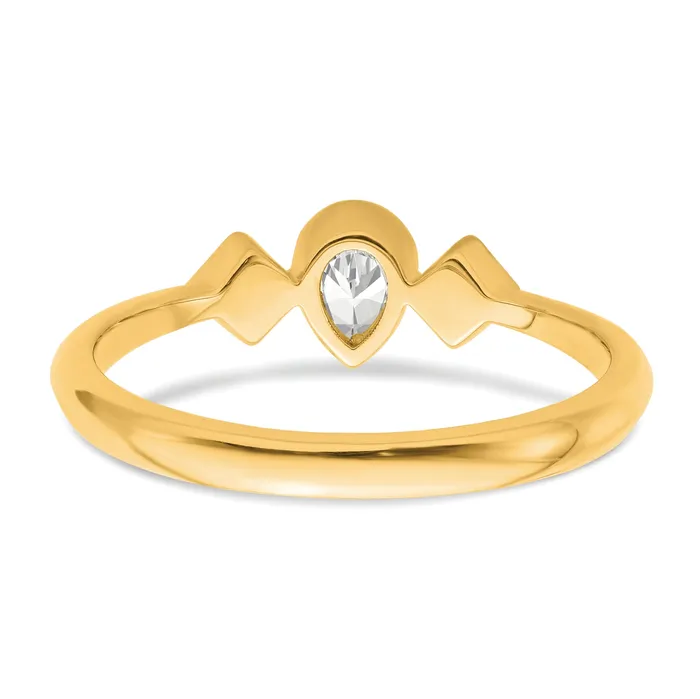 024ct CZ Solid Real 14k Polish Petite Pear Complete Dia Ring Goldia Rings