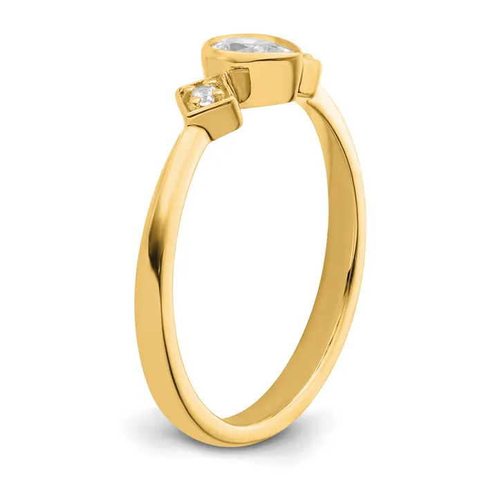 024ct CZ Solid Real 14k Polish Petite Pear Complete Dia Ring Goldia Rings