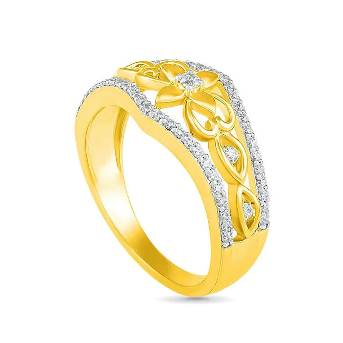 033 CT TW Natural Diamond Ornate Flower Ring in Solid 10K Yellow Gold Goldia Rings 033 CT TW Natural Diamond Ornate Flower Ring in Solid 10K Yellow Gold Goldia Rings
