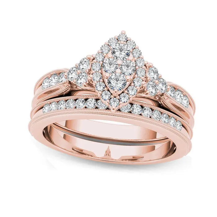 050 CT TW Composite Marquise Natural Diamond with TriSides Bridal Engagement Ring Set in Solid 14K Rose Gold Goldia Rings 050 CT TW Composite Marquise Natural Diamond with TriSides Bridal Engagement Ring Set in Solid 14K Rose Gold Goldia Rings