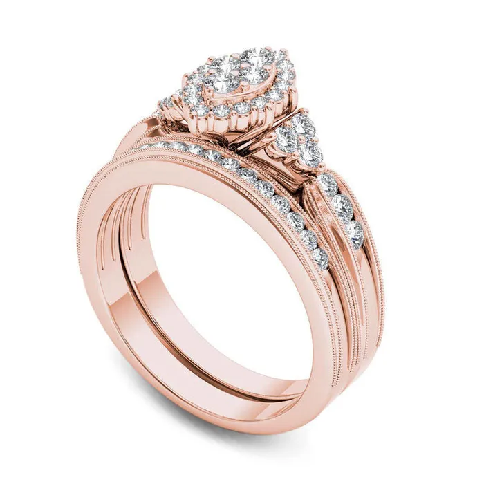 050 CT TW Composite Marquise Natural Diamond with TriSides Bridal Engagement Ring Set in Solid 14K Rose Gold Goldia Rings 050 CT TW Composite Marquise Natural Diamond with TriSides Bridal Engagement Ring Set in Solid 14K Rose Gold Goldia Rings