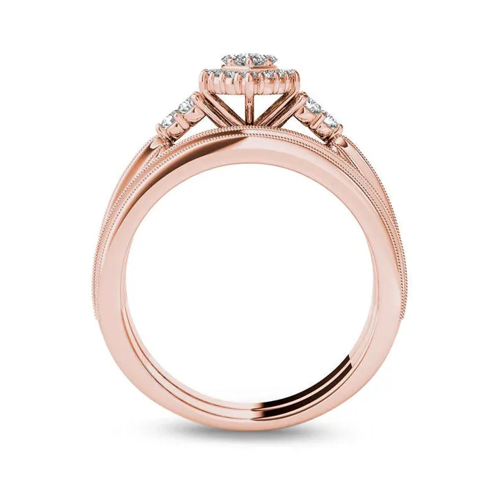 050 CT TW Composite Marquise Natural Diamond with TriSides Bridal Engagement Ring Set in Solid 14K Rose Gold Goldia Rings 050 CT TW Composite Marquise Natural Diamond with TriSides Bridal Engagement Ring Set in Solid 14K Rose Gold Goldia Rings
