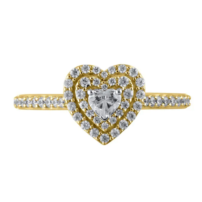 050 CT TW HeartShaped Natural Diamond Double Frame Engagement Ring in Solid 10K Yellow Gold Goldia Rings 050 CT TW HeartShaped Natural Diamond Double Frame Engagement Ring in Solid 10K Yellow Gold Goldia Rings