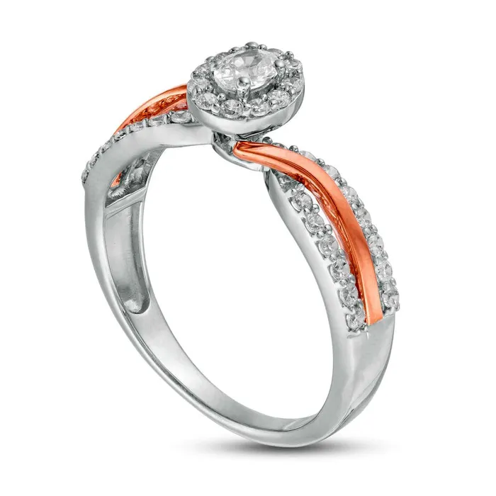 050 CT TW Oval Natural Diamond Frame Bypass Engagement Ring in Solid 10K TwoTone Gold Goldia Rings 050 CT TW Oval Natural Diamond Frame Bypass Engagement Ring in Solid 10K TwoTone Gold Goldia Rings