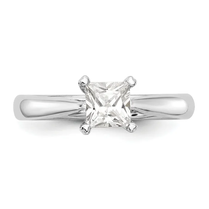050ct CZ Solid Real 14k White Gold Square Solitaire Engagement Ring Goldia Rings