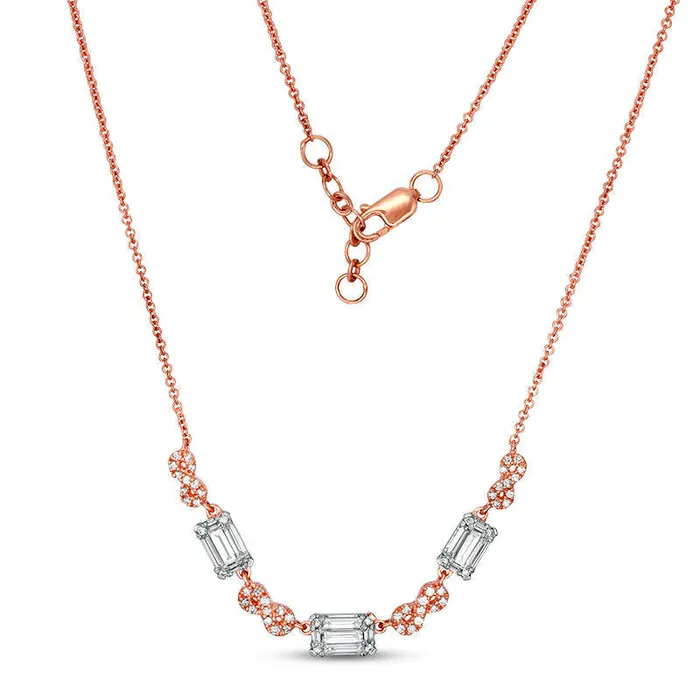 075 CT TW Composite Natural Diamond Alternating Infinity Necklace in 10K Rose Gold Goldia Necklaces 075 CT TW Composite Natural Diamond Alternating Infinity Necklace in 10K Rose Gold Goldia Necklaces