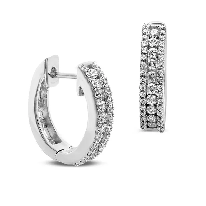 075 CT TW Diamond Triple Row Hoop Earrings in 10K White Gold Goldia Earrings 075 CT TW Diamond Triple Row Hoop Earrings in 10K White Gold Goldia Earrings