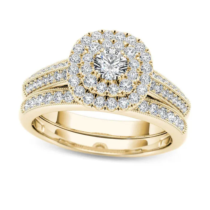 088 CT TW Natural Diamond Double Cushion Frame MultiRow Antique VintageStyle Bridal Engagement Ring Set in Solid 14K Gold Goldia Rings 088 CT TW Natural Diamond Double Cushion Frame MultiRow Antique VintageStyle Bridal Engagement Ring Set in Solid 14K Gold Goldia Rings