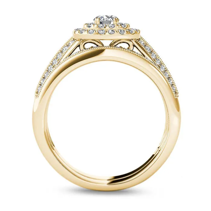 088 CT TW Natural Diamond Double Cushion Frame MultiRow Antique VintageStyle Bridal Engagement Ring Set in Solid 14K Gold Goldia Rings 088 CT TW Natural Diamond Double Cushion Frame MultiRow Antique VintageStyle Bridal Engagement Ring Set in Solid 14K Gold Goldia Rings