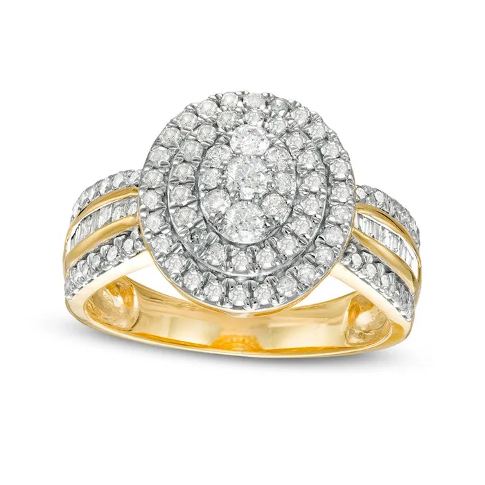 10 CT TW Composite Oval Natural Diamond Double Frame Ring in Solid 10K Yellow Gold Goldia Rings 10 CT TW Composite Oval Natural Diamond Double Frame Ring in Solid 10K Yellow Gold Goldia Rings