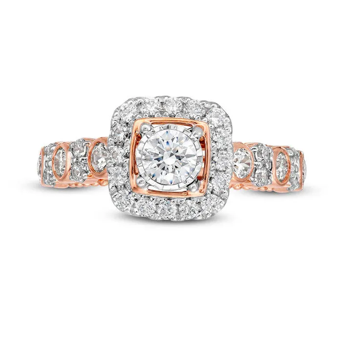 10 CT TW Natural Diamond Cushion Frame Alternating Engagement Ring in Solid 14K TwoTone Gold Size 7 Goldia Rings 10 CT TW Natural Diamond Cushion Frame Alternating Engagement Ring in Solid 14K TwoTone Gold Size 7 Goldia Rings