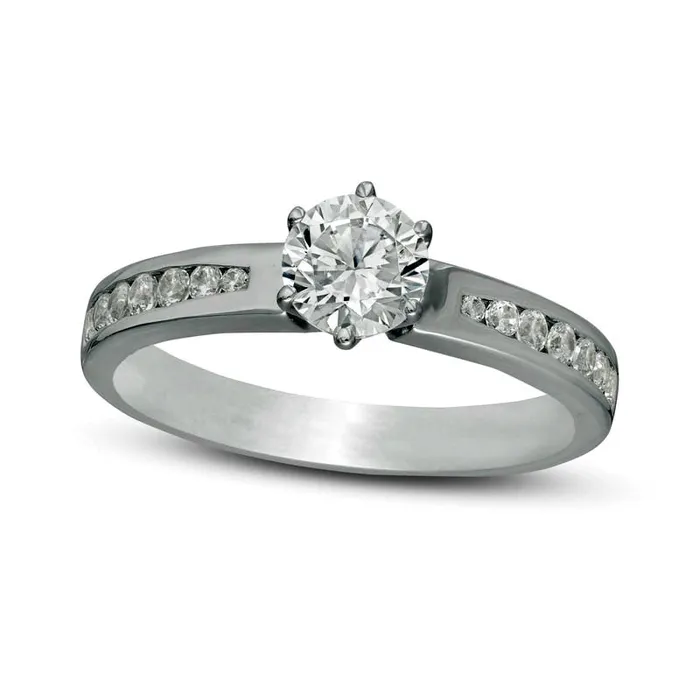 10 CT TW Natural Diamond Engagement Ring in Solid 14K White Gold Goldia Rings 10 CT TW Natural Diamond Engagement Ring in Solid 14K White Gold Goldia Rings