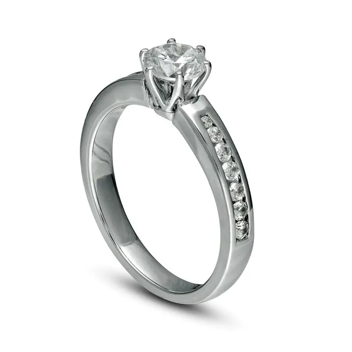 10 CT TW Natural Diamond Engagement Ring in Solid 14K White Gold Goldia Rings 10 CT TW Natural Diamond Engagement Ring in Solid 14K White Gold Goldia Rings
