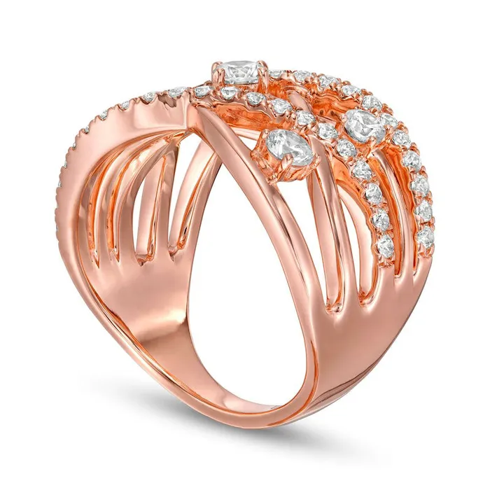 10 CT TW Natural Diamond Orbit Crossover Ring in Solid 10K Rose Gold Goldia Rings 10 CT TW Natural Diamond Orbit Crossover Ring in Solid 10K Rose Gold Goldia Rings