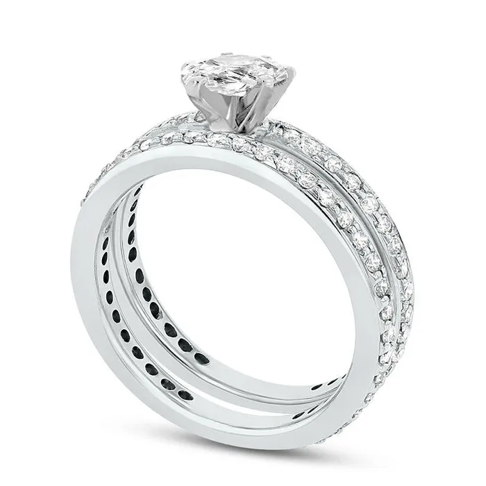 10 CT TW PearShaped Natural Diamond Bridal Engagement Ring Set in Solid 14K White Gold JSI2 Goldia Rings 10 CT TW PearShaped Natural Diamond Bridal Engagement Ring Set in Solid 14K White Gold JSI2 Goldia Rings
