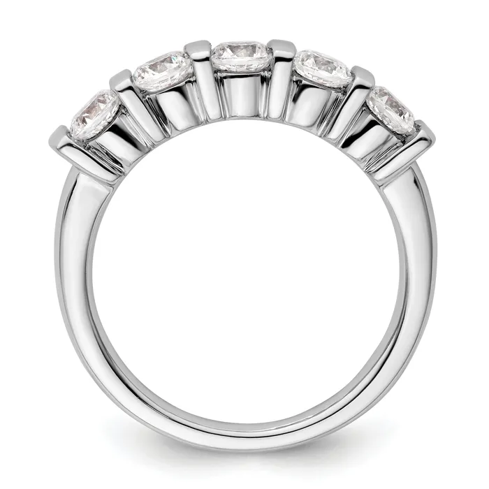 110ct CZ Solid Real 14K White Gold 5Stone Wedding Band Ring Goldia Rings