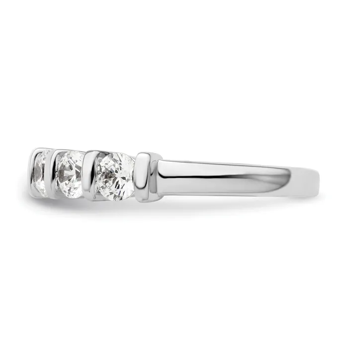 110ct CZ Solid Real 14K White Gold 5Stone Wedding Band Ring Goldia Rings
