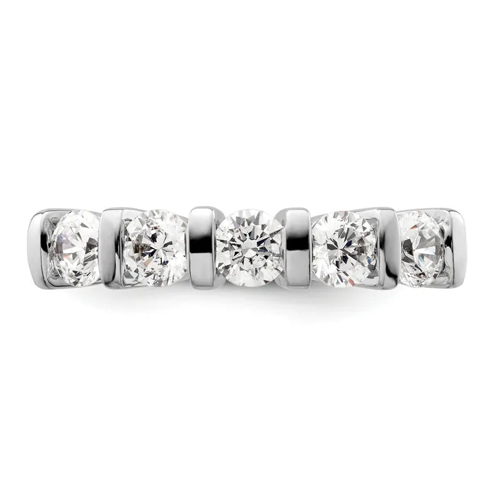 110ct CZ Solid Real 14K White Gold 5Stone Wedding Band Ring Goldia Rings