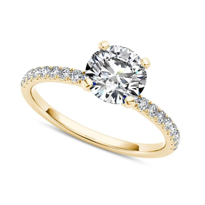 120 CT TW Natural Diamond Engagement Ring in Solid 14K Gold Goldia Rings 120 CT TW Natural Diamond Engagement Ring in Solid 14K Gold Goldia Rings
