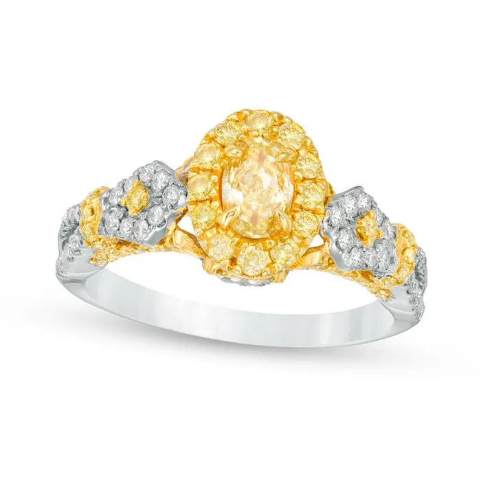 120 CT TW Oval Yellow and White Natural Diamond Frame ArrowSides Engagement Ring in Solid 14K Two Tone Gold Size 7 Goldia Rings 120 CT TW Oval Yellow and White Natural Diamond Frame ArrowSides Engagement Ring in Solid 14K Two Tone Gold Size 7 Goldia Rings