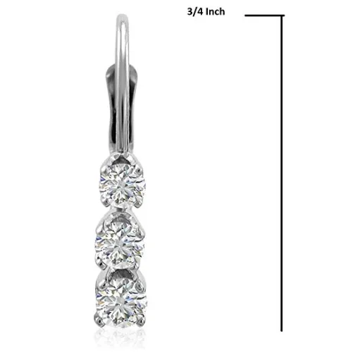 12ct 3 Stone Genuine Diamond Earrings 14K White Gold Goldiacom Earrings